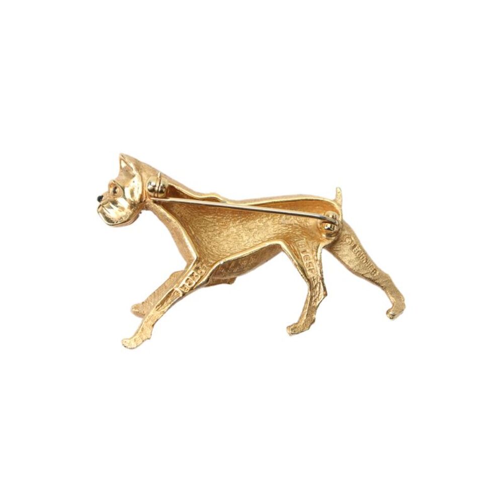 Boucher Womens Vintage Gold Plated Boxer Dog Brooch 2" - Picture 4 of 5